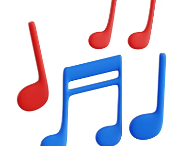Colorful Decorative Musical Note Ornaments Set With Red And Blue Notes For Home Decor 3d model