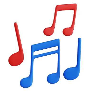 Colorful Decorative Musical Note Ornaments Set With Red And Blue Notes For Home Decor 3d model