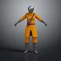 Game Movie Character In Yellow Coat With Silver Helmet And Red Utility Belt