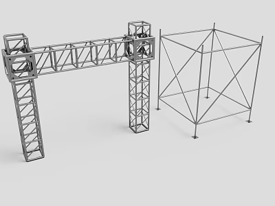 Heavy Duty Metal Frame Structures With Gantry And Cubic Steel Frames 3d model