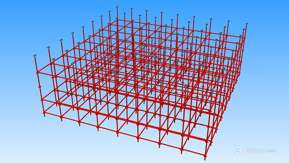 Red Scaffolding Industrial Equipment Steel Frame Structure for Construction Projects 3d model 