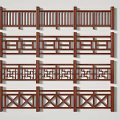 Wooden Railings With Various Intricate Patterns And Traditional Design Elements 3d model