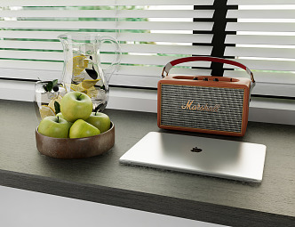 Modern Laptop Apple Fruit Ornaments Audio Apple Computer 3d model