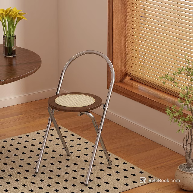 Simple Design Dining Chair With Metal Frame Rattan Seat In Dining Room Setting 3d model 
