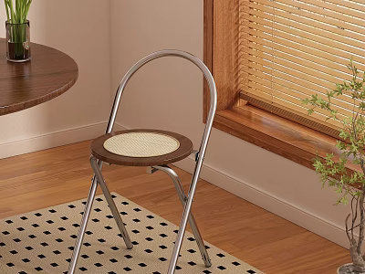 Simple Design Dining Chair With Metal Frame Rattan Seat In Dining Room Setting 3d model