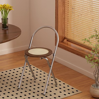 Simple Design Dining Chair With Metal Frame Rattan Seat In Dining Room Setting 3d model