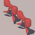 Elegant Red Bow Decoration Design with Shiny Glossy Surface for Crafts 3d model