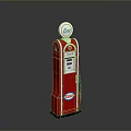 Vintage Red Esso Gas Pump with Classic Display and Fuel Hose