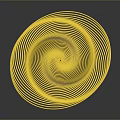 Abstract Yellow Spiral Sculpture With Intricate Woven Wire Structure And Modern Design