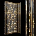 Modern Golden Wall Decor With Lighted Vertical Stripes And Shiny Design