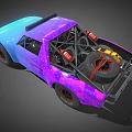 Starry Patterned Pickup Truck Featuring Blue Purple Body And Rear Spare Tire
