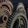 Hardware Tools Featuring Various Colored Gears In Different Sizes And Industrial Design 3d model