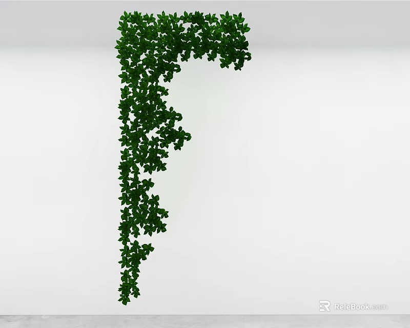 Lush Green Vines Forming Artistic Letter F Decoration On White Background 3d model 
