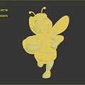 Detailed Blue Cartoon Bee Sculpture Carving With Patterned Wings Holding Jar And Cute Expression