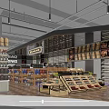 Well Organized Supermarket Department Store Featuring Various Products On Shelves And Customers Shopping