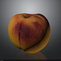 Fresh Ripe Peach With Juicy Red And Yellow Skin On Dark Background