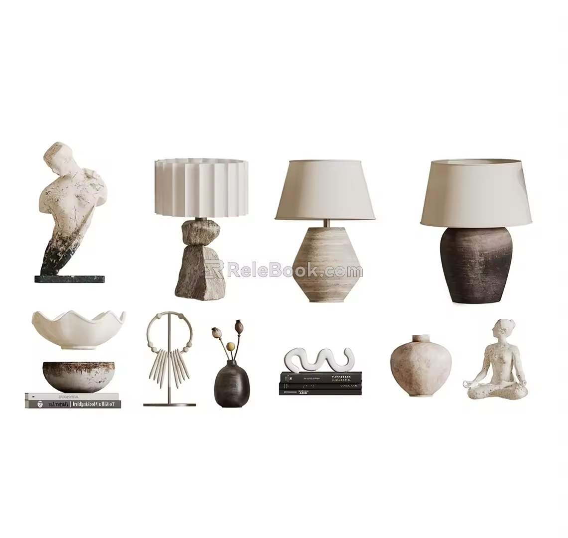 Table lamp decorative desktop ornaments combination 3d model