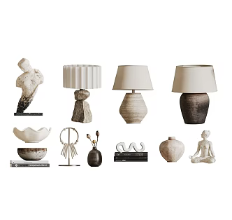 Table lamp decorative desktop ornaments combination 3d model