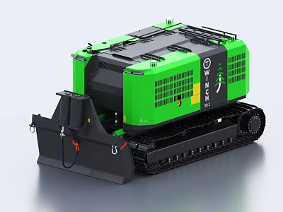 Green Industrial Tracked Functional Vehicle With Front Bucket And Robust Design 3d model