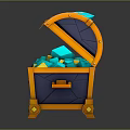 Open Treasure Chest Filled With Blue And Yellow Gemstones And Gold Accents