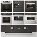 Kitchen Appliances Featuring Different Designs Black and Silver Control Panels with Knobs and Time 3d model