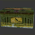 Weathered Metal Weapon Case With Brass Yellow Finish Lock And Ventilation Grilles