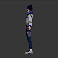 3D Character Model in Blue White Jacket with Short Hair and Yellow Shoes Standing