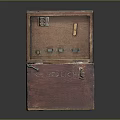 Vintage Wooden Medicine Box with Open Lid and Brass Lock as Household Living Item