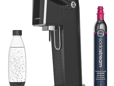 Black Sodastream Sparkling Water Maker With Sparkling Water Bottle And CO2 Cylinder 3d model