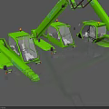 Green Heavy Duty Telehandler Vehicles With Extendable Booms And Fork Attachments 3d model