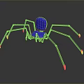 Blue Humanoid Character Spider Creature With Long Black Silver And Blue Legs 3d model