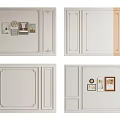 Elegant Light Colored Background Wall With Decorative Moldings And Picture Frames 3d model