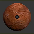 Red Ceramic Pot With Intricate Carved Sculpture Patterns And Textures
