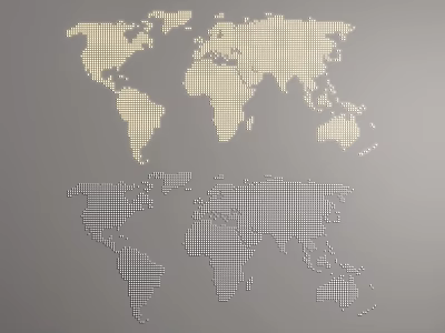 Modern World Map Wall Decor With Beige And Gray Dot Patterns 3d model