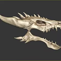 Dragon Skull Organ Featuring Horned Protrusions Sharp Fangs And Bone Texture 3d model