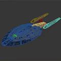 Futuristic Starship Design with Streamlined Structure Red Lighted Engines for Cosmic Exploration Missions
