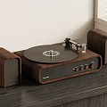 Modern Turntable Audio System With Wooden Speakers And Control Panel 3d model