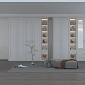 Modern White Wardrobe Interior With Built In Lighting Glass Doors And Decorative Shelves
