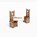 Vintage Wooden Single Chair with Carved Backrest and Circular Decorative Detail for Classic Interior Design