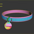 Cute Pet Collar With Pink And Teal Design And Silver Bell Accessory