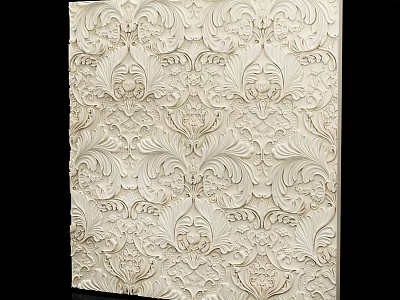 Intricate Carved Floral Patterns On Elegant Decorative Wall Panel With Detailed Texture 3d model