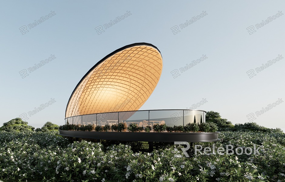 modern pavilion curve landscape architecture landscape pavilion outdoor restaurant landscape structure curve pavilion model