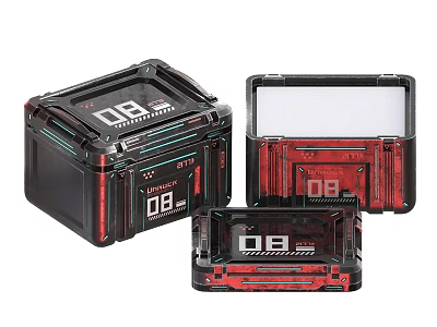 Modern Storage Box With Black And Red Color And Number 08 Design 3d model