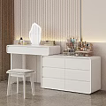 Modern White Dressing Table Interior With Mirror Stool And Cosmetics 3d model