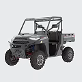 Sturdy Black Utility Vehicle With Open Cockpit Cargo Bed And Large Off Road Tires