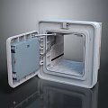 Industrial Metal Enclosure Featuring Open Door And Gray Surface With Internal Components 3d model
