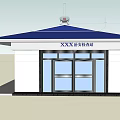 White Police Station Building Exterior With Blue Roof Emblem And Front Signage