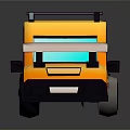 Yellow And Purple Cartoon Truck With Roof Rack And Blue Windshield