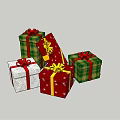 Colorful Gift Boxes With Red Gold Bows Different Patterns And Open Design 3d model