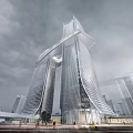 Modern Urban Hotel Building Featuring High Rise Architecture and City Skyline View